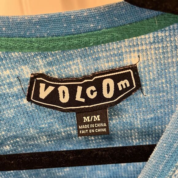 Volcom Stone Thermal Waffle Long Sleeve Shirt Mens Size M Burnout Teal - Picture 4 of 12